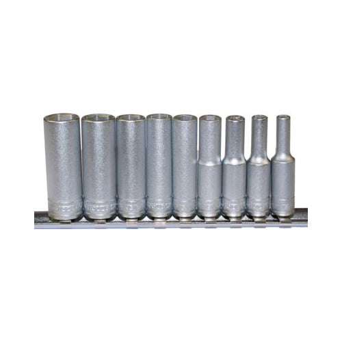 Teng Tools 1/4" Drive Deep Socket Set 6Pt 9?Piece (4–13mm) Supplied on Rail Qty 1 Set