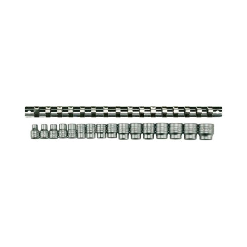 Teng Tools 3/8" Drive Regular Socket Set 6Pt 16?Piece (7–22mm) Supplied on Rail Qty 1 Set