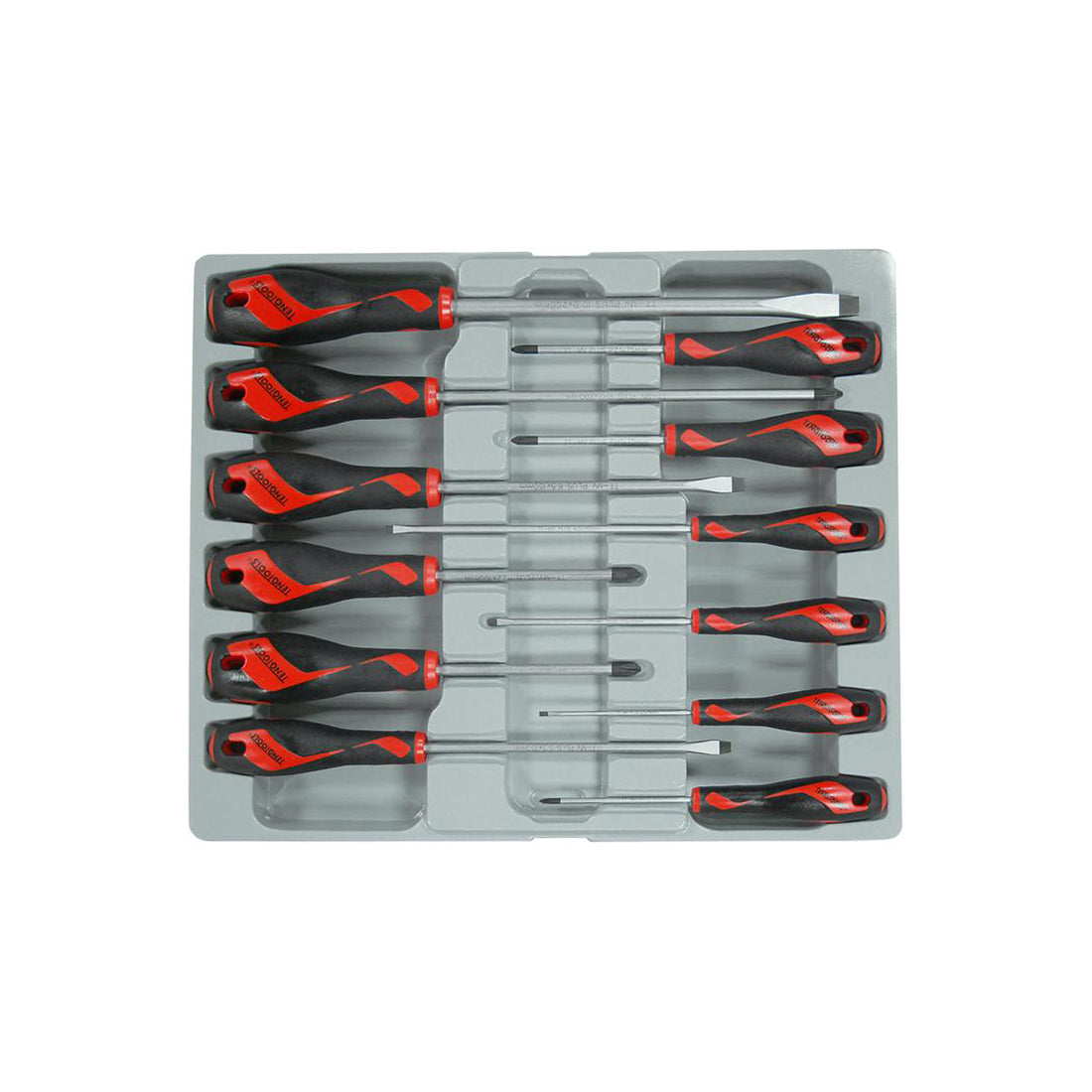 Teng Tools Screwdriver Set 12pc Mega Drive Slotted Phillips Pozidriv With Storage Case Qty 1 Set