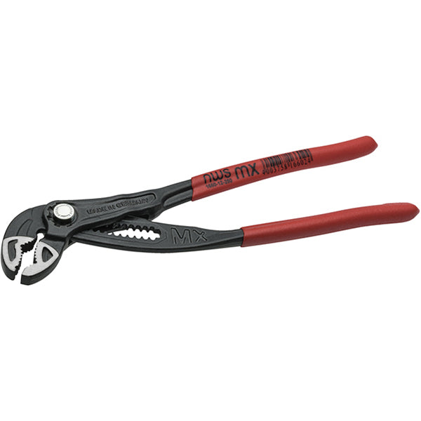 NWS Push Button Water Pump Pliers - 300mm (12"), 75mm Jaw Capacity, Chrome Vanadium, Red Vinyl Handles Qty 1