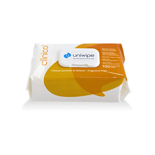Uniwipe Clinical Anti?Bac Wipes Pack of 100 Alcohol?Free EN1276/13727 Tested Qty 1