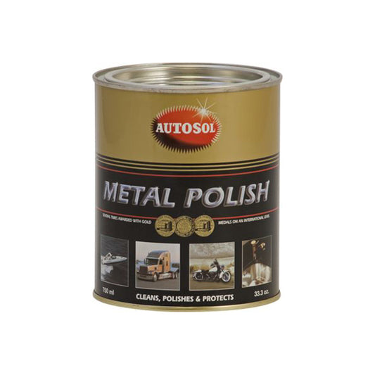 Autosol Metal Polish - 750ml Tin, Cleans & Protects Chrome, Aluminium, Stainless Steel, Brass, Copper Qty 1