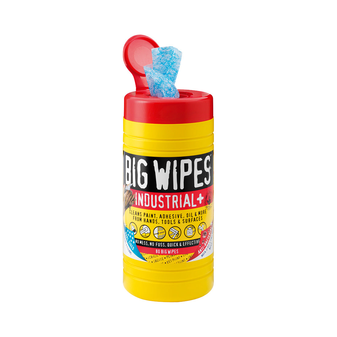 Big Wipes Heavy Duty Tub of 80 Dual?Sided Scrubbing Wipes Cleans Paint Oil Qty 1
