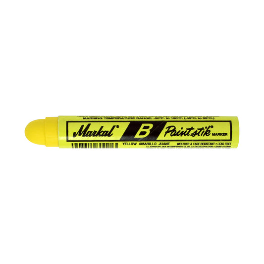 Markal B Paintstik Yellow Industrial Marker for Rough or Dirty Surfaces Box of 12