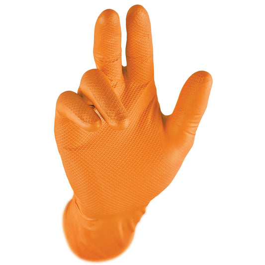 Grippaz Orange Grip Gloves Size XXL Nitrile Fish Scale Grip Boxes of 10 x50