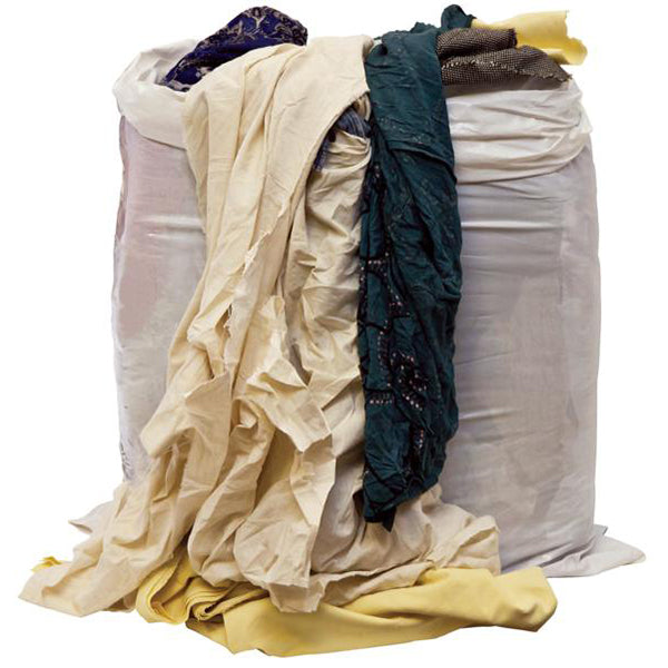 Mixed Cotton Wiping Cloths - 10kg Bag, Durable, Reusable, Industrial Cleaning (Not for Polishing) Qty 1