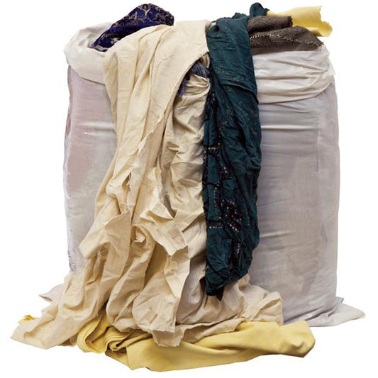 Mixed Cotton Wiping Cloths - 10kg Bag, Durable, Reusable, Industrial Cleaning (Not for Polishing) Qty 1