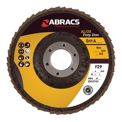 Abracs Flap Disc Aluminium Oxide 115x22mm P60 Stock Removal Max RPM Pack of 10