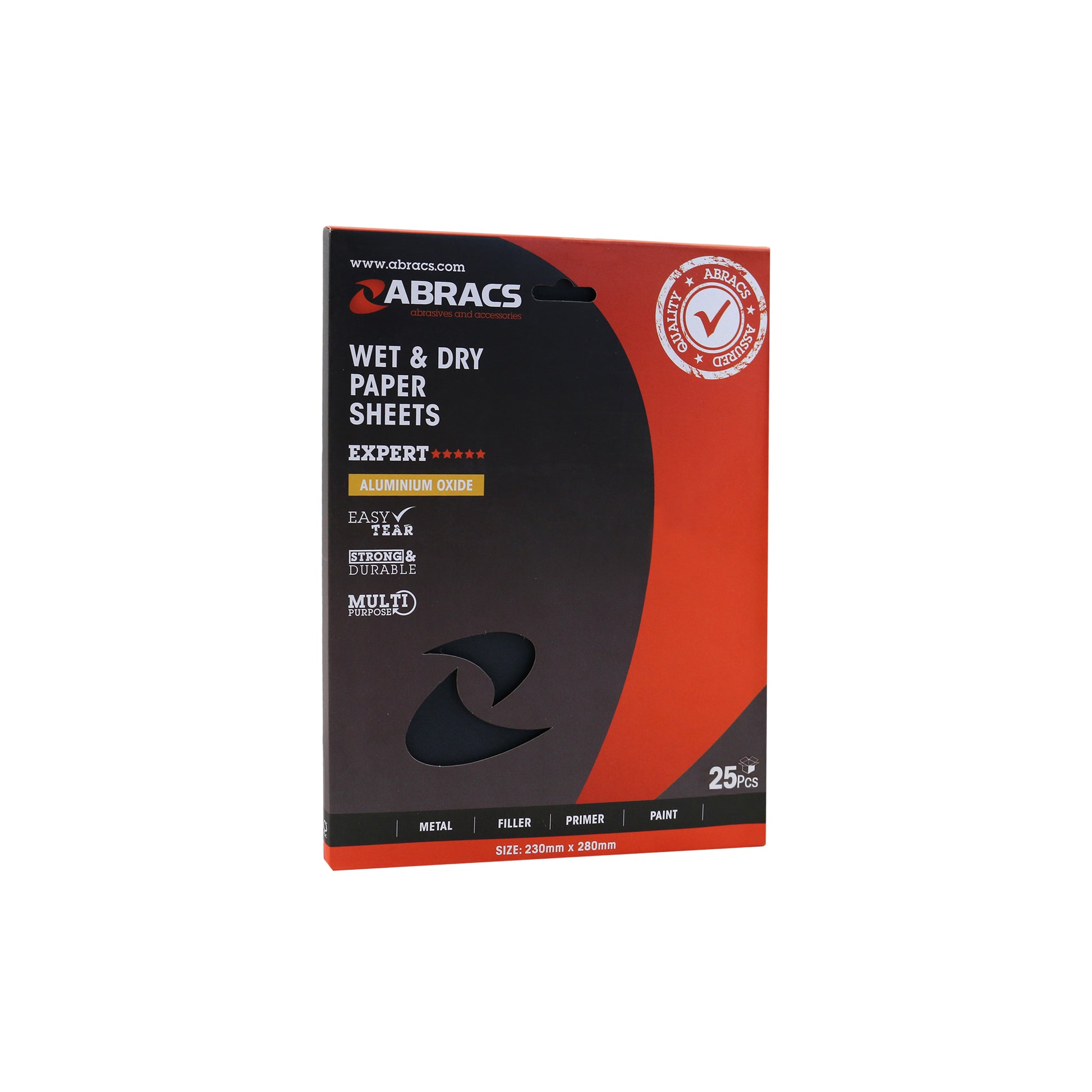 Abracs Wet & Dry Paper 230x280mm P2000 Waterproof Flexible Anti-Slip Backing Pack of 25