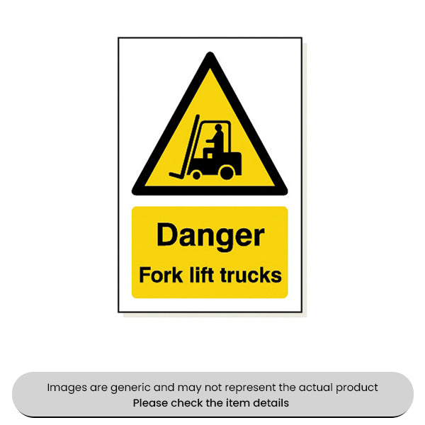 Danger Fork Lift Trucks Adhesive 240X360MM Pack Qty 1