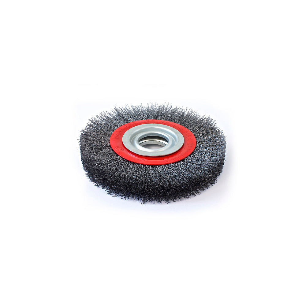 ABRACS Wheel Brush - 150 x 20mm, 32mm Bore, Crimped Steel Wire Ø0.3mm, Max RPM 6,000, Supplied with Bore Adaptor Kit Qty 1