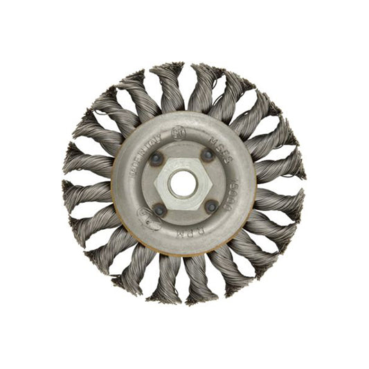 ABRACS Wheel Brush - Twist Knot, 115mm, M14, Max RPM 12,500, Heavy Duty for Weld Prep & Deburring Qty 1