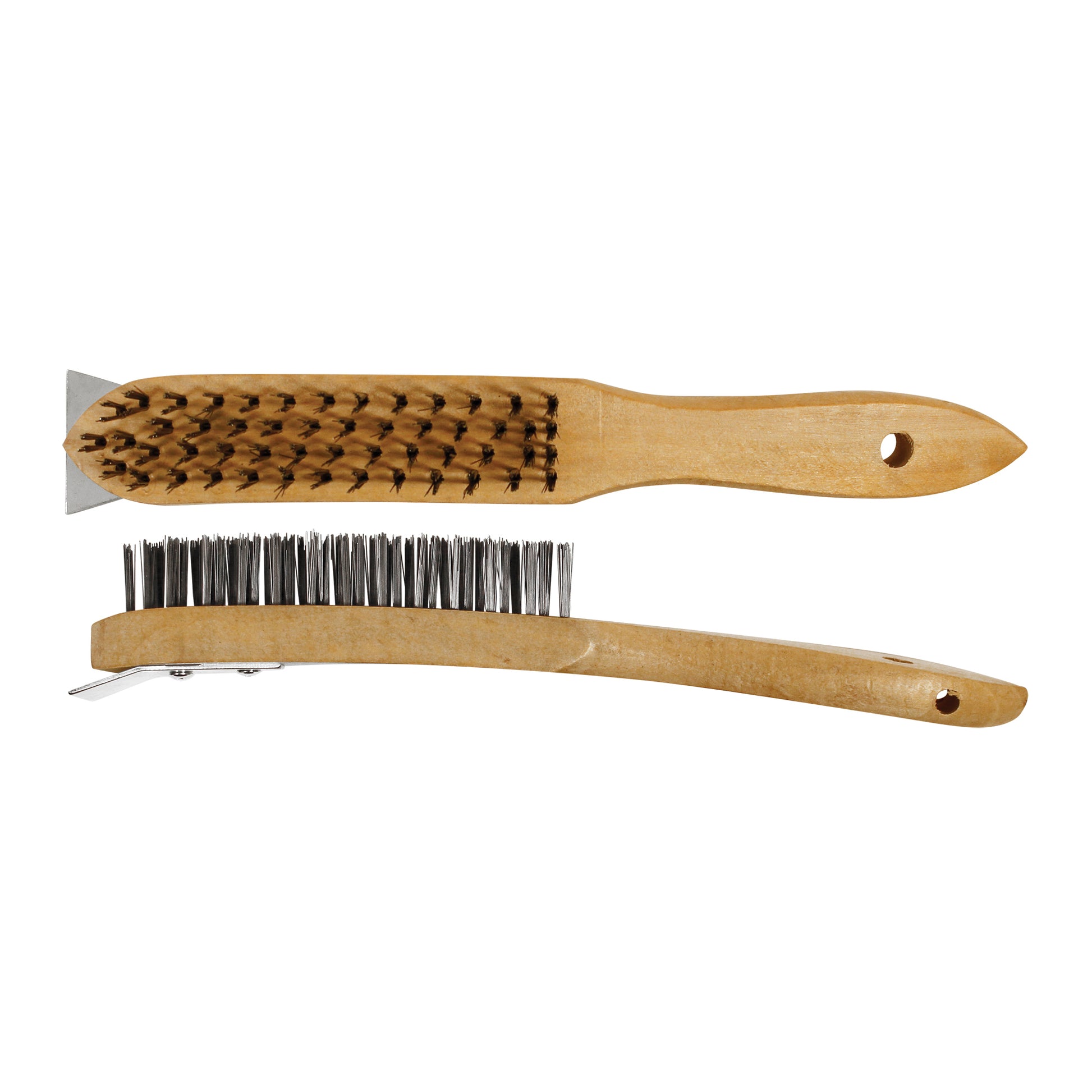 ABRACS Wire Scratch Brush - Wooden Handle, 4?Row With Scraper Pack of 4