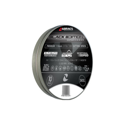 Abracs Black Edition Flat Cutting Disc 125x1.0x22mm Tin Pack OSA Pack of 10