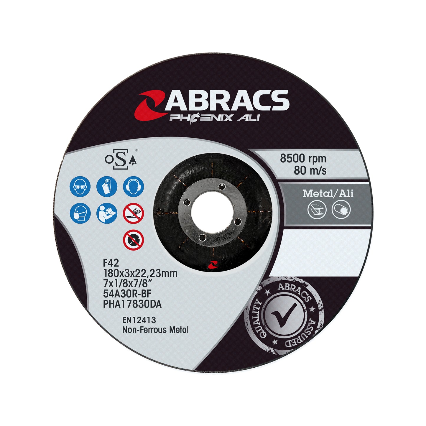 Abracs Aluminium Cutting Disc Flat 115x1.0x22mm Non-Ferrous Max RPM Pack of 5