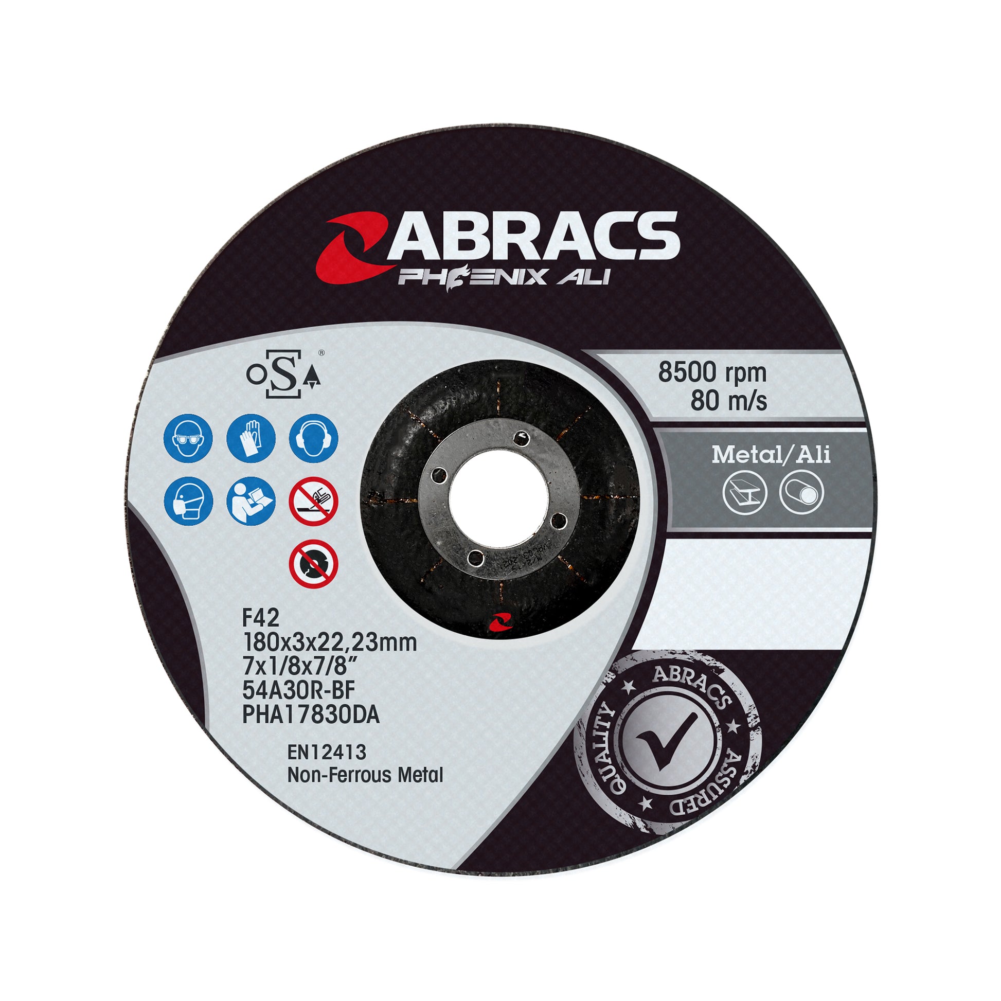 Abracs Aluminium Cutting Disc Flat 115x3.0x22mm Non-Ferrous Max RPM Pack of 5