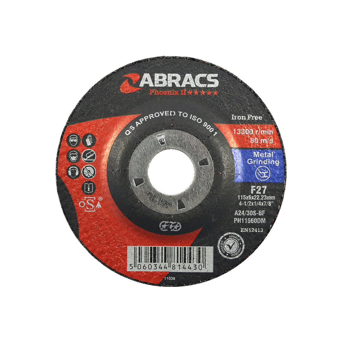 Abracs DPC Grinding Disc 100x6.0x16mm Heavy Duty For Steel Iron Max RPM 15300 Pack of 10