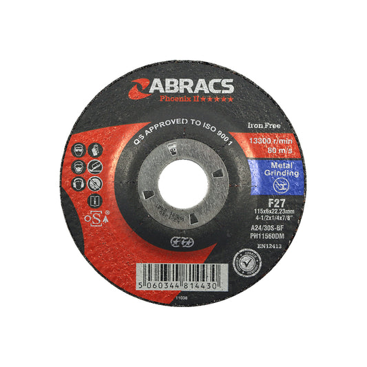 Abracs DPC Grinding Disc 178x6.0x22mm Heavy Duty For Steel Iron Max RPM 8600 Pack of 10