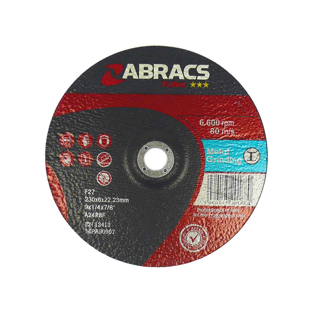 Abracs DPC Grinding Disc 100x6.0x16mm Heavy Duty Steel Iron Max RPM 15300 Pack of 10