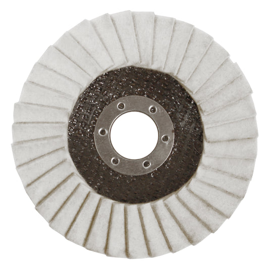 ABRACS Felt Polishing Flap Disc - 115 x 22mm, Max RPM 13,300, For Pre-Polishing Medium/Large Surfaces Qty 10