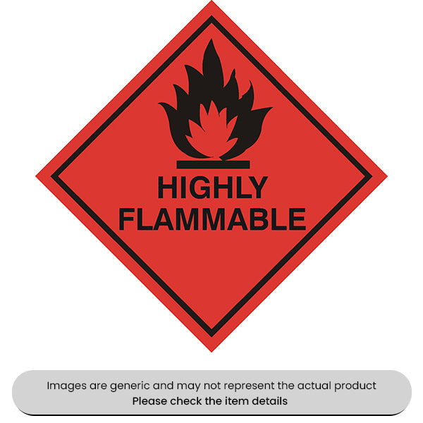 Highly Flammable Sticker Self-Adhesive 100X100mm Pack Qty 1