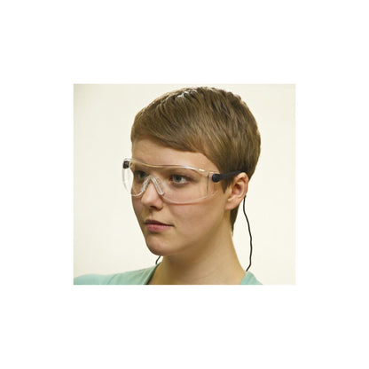 Wraparound Safety Glasses Clear Lens With Cord CE EN166 EN170 UV Protection Adjustable Arms Qty 1