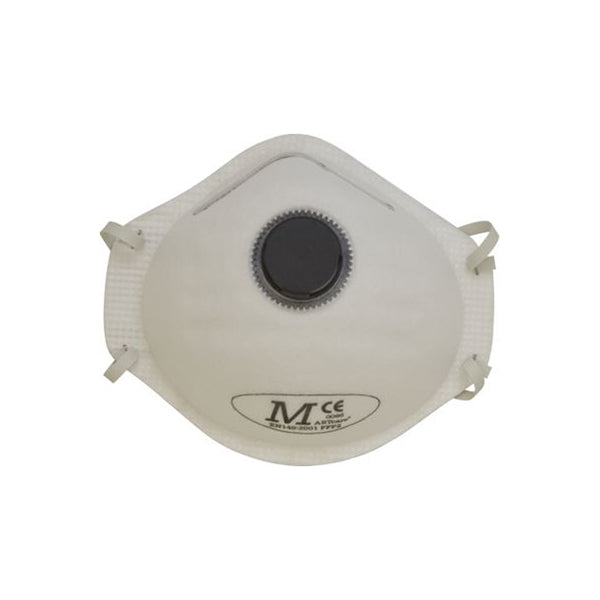 Dust Mask - FFP2?S + Valve, EN149:2001/A1:2009 Approved, Nose Clip & Foam Edge Box of 10