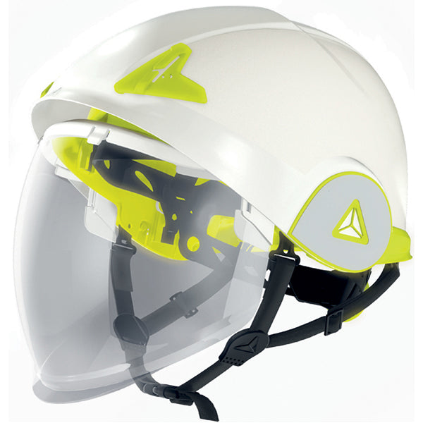 DELTAPLUS Safety Helmet with Visor - ABS Dual Shell, Retractable Polycarbonate Visor, Anti-Fog/Anti-Scratch, Arc Protection Qty 1