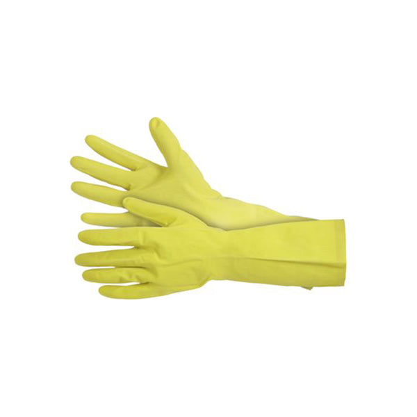 Household Rubber Gloves - Size M, EN388 1000, Medium Weight, Cotton Flock Lined Pack of 12 Pairs