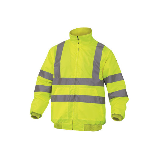 DELTAPLUS Hi?Vis Jacket/Bodywarmer - Large, Fluorescent Yellow, EN343/EN ISO 20471 Class 3, Removable Sleeves Qty 1