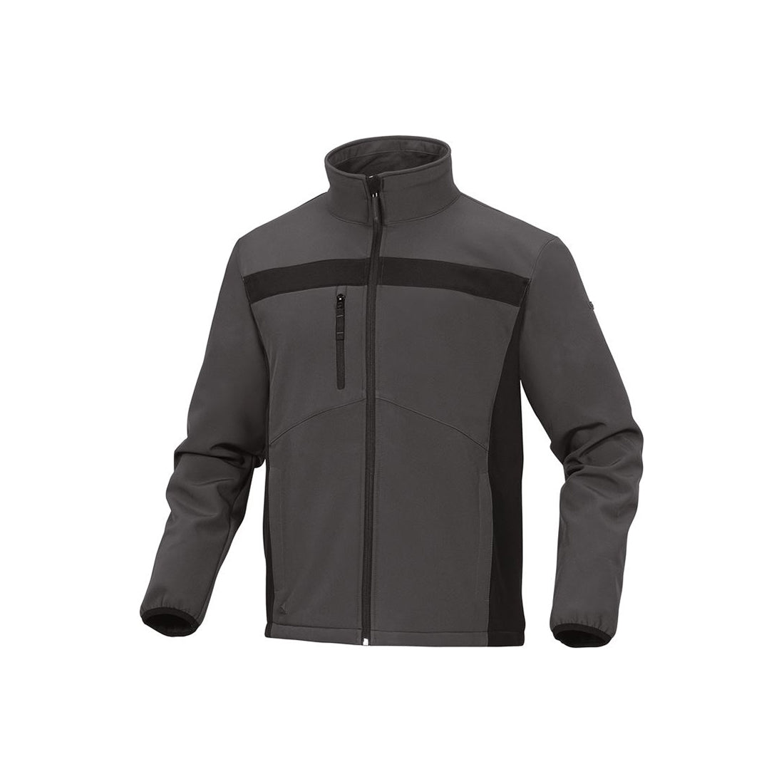 DELTAPLUS Softshell Jacket - Medium, Grey/Black, Chest 48/50, 5 Pockets, Adjustable Hem Qty 1