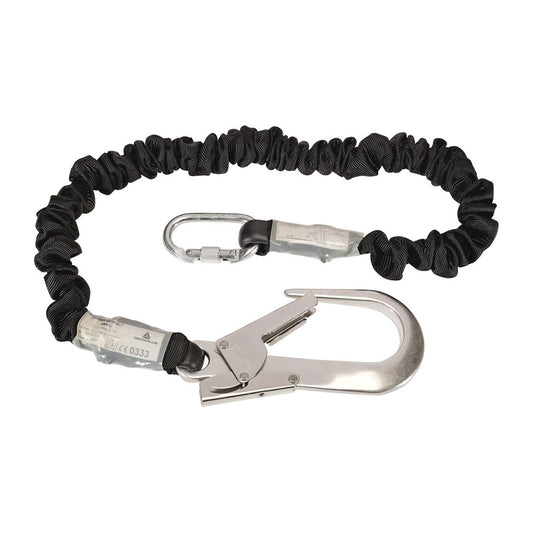 DELTAPLUS Energy Absorber Lanyard - 1.4–2m Length, EN355/EN363 Approved, Screw Karabiner & Automatic Hook Qty 1