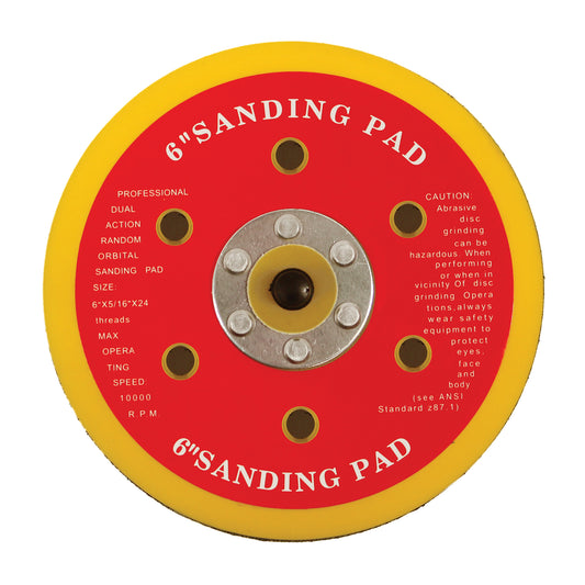 Abracs Hook & Loop Backing Pad 150mm 6-Hole 5/16 UNF Thread For DA Sanders Qty 1