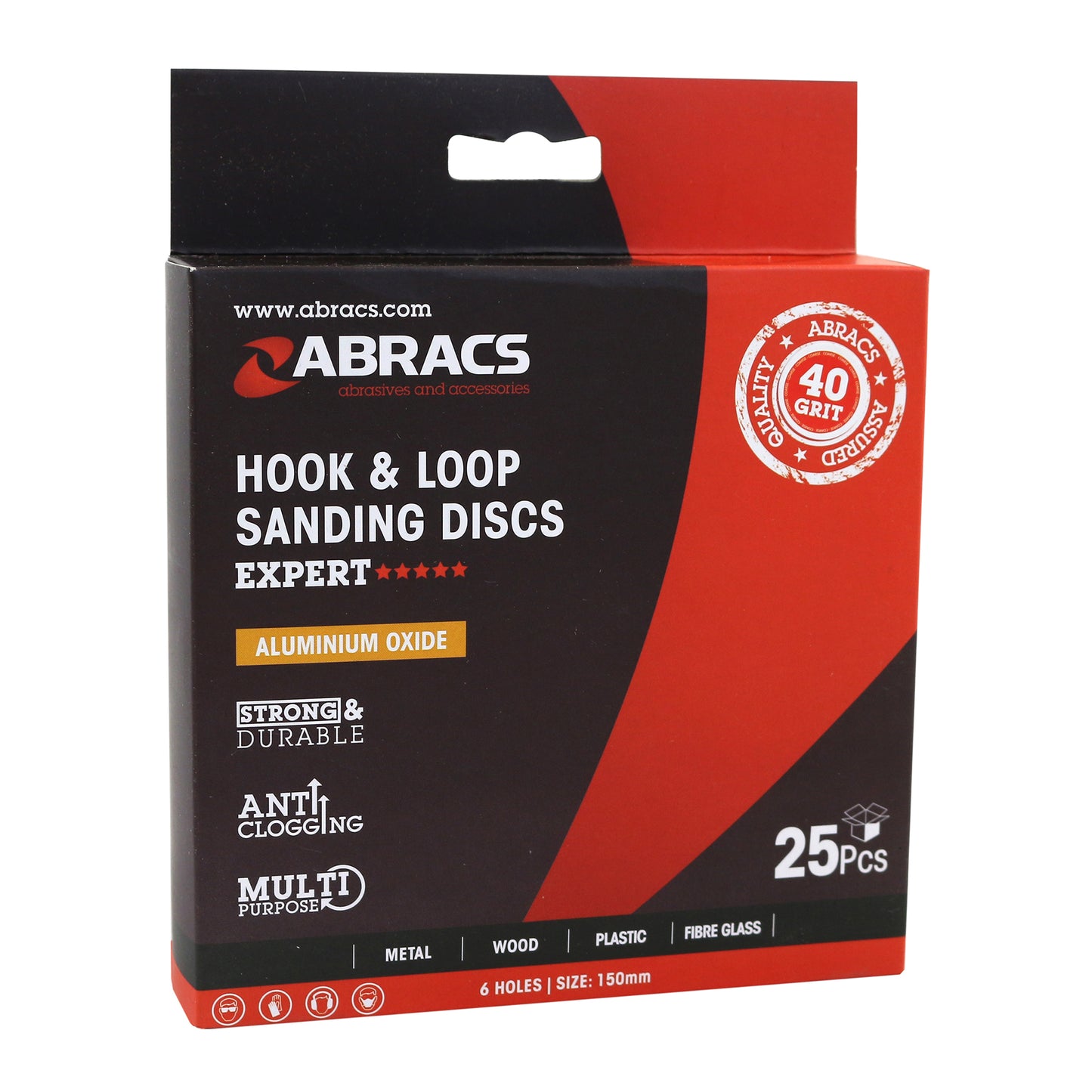 Abracs Hook & Loop Sanding Disc 125mm P60 8-Hole Multi-Material Use Pack of 25