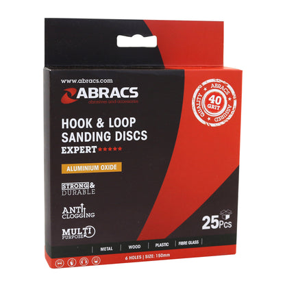 Abracs Hook & Loop Sanding Disc 125mm P120 8-Hole Multi-Material Use Pack of 25