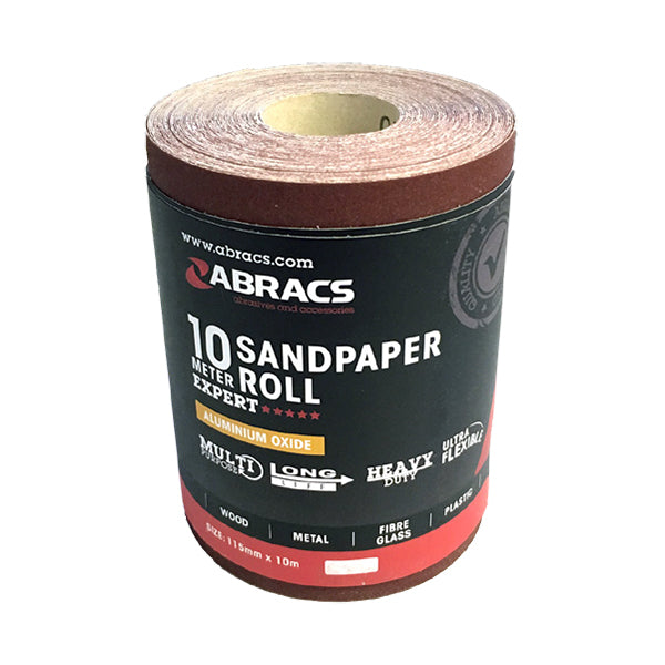 Abracs Sandpaper Roll 115mm x 10m P40 Resin Coated Industrial Quality Qty 1
