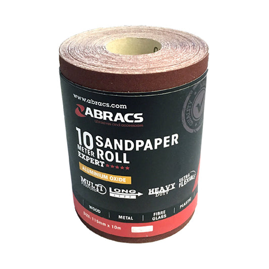 Abracs Sandpaper Roll 115mm x 10m P40 Resin Coated Industrial Quality Qty 1