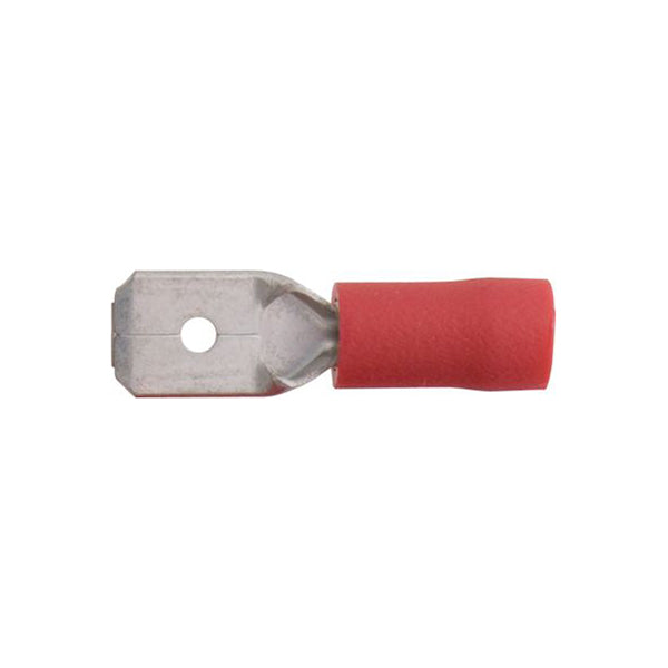 Essentials Red Push-On Male Connectors 6.3mm Width Qty 125
