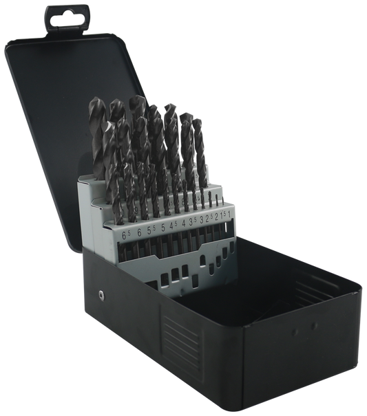 Abracs HSS Drill Bit Set 1-13mm 25pc Precision Pilot Drilling Heat Removal Qty 1 Set